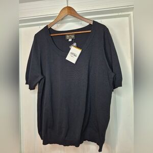 Bob Mackie Black Short Sleeve Sweater Size XL